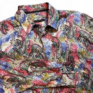 Visconti Uomo‎ paisley multicolor preppy casual button shirt size large